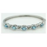 Genuine 4.00 ct Blue Topaz & Diamond Bracelet