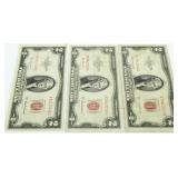 (3) 1953 Red Seal $2 Bank Notes