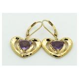 Heart Shape 4.00 ct Amethyst Earrings