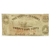 Alabama 1863 Confederate Fractional 25 Cent Note