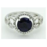 Genuine 2.21 ct Sapphire & Diamond Accent Ring