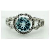 Genuine 2.51 ct Blue Topaz & Diamond Accent Ring