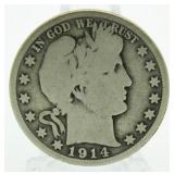 1914-S Barber Silver Half Dollar