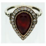 Pear Cut 4.88 ct Ruby Vintage Style Ring