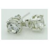 Brilliant 2.00 ct White Topaz Solitaire Earrings