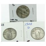 (3) 1928 Standing Liberty Quarter Mint Set