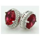 Oval 4.20 ct Ruby Solitaire Earrings