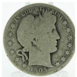 1905-S Barber Silver Half Dollar