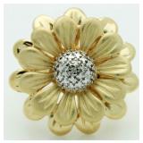 Large Diamond Accent Flower Ring