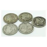 (5) Pre 1921 Morgan Silver Dollars