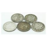 (5) Pre 1921 Morgan Silver Dollars