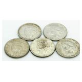 (5) Peace Silver Dollars