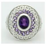 Yurman Style Oval 3.00 ct Amethyst Designer Ring