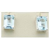 Genuine 2.00 ct Blue Topaz Solitaire Earrings