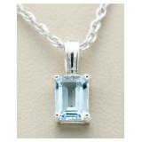 Genuine 1.50 ct Blue Topaz Solitaire Pendant