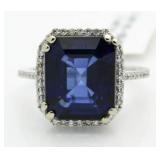 14kt Gold 10.46 ct Sapphire & Diamond Ring