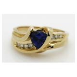 14kt Gold Genuine Tanzanite & Diamond Ring