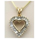 10kt Gold 1/2 ct Baguette Diamond Heart Pendant