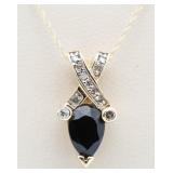 14kt Gold 2.10 ct Genuine Onyx & Diamond Pendant