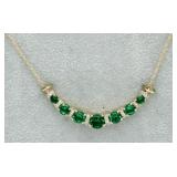 14kt Gold 4.00 ct Emerald & Diamond Necklace