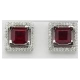 14kt Gold 6.09 ct Ruby & Diamond Earrings