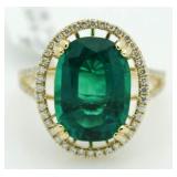 14kt Gold 6.13 ct Emerald & Diamond Ring