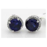 Round 4.00 ct Sapphire Solitaire Earrings