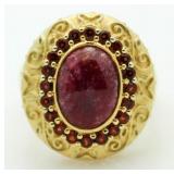 Genuine Cabechon Red Jasper Dinner Ring