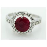 Genuine 2.51 ct Ruby Solitaire Ring