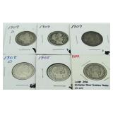 (6) Barber Silver Quarters *Better Condition