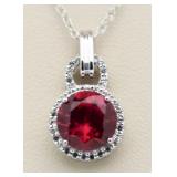 Round 3.00 ct Ruby Solitaire Pendant