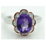 Genuine Amethyst Solitaire Ring