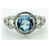 Genuine 2.61 ct Blue Topaz & Diamond Ring