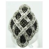 Genuine 1.00 ct Black & White Diamond Ring