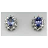 Genuine Tanzanite & Diamond Earrings