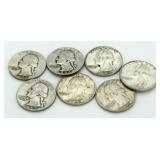 (7) Washington Silver Quarters