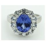 Oval 6.40 ct Tanzanite & White Topaz Ring