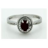 Genuine Ruby & Diamond Accent Ring