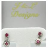 Genuine Ruby & Diamond Accent Earrings