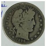 1898-S Barber Silver Half Dollar