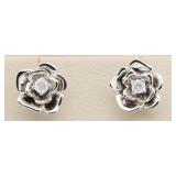 Antique Style Diamond Soltiaire Earrings