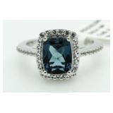 Cushion Cut 3.00 ct London Blue Topaz Ring