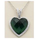 Heart Shape 5.50 ct Emerald Solitaire Pendant