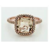 Cushion Cut 2.85 ct Morganite Solitaire Ring