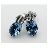 Oval 3.00 ct Blue Topaz Designer Earrings