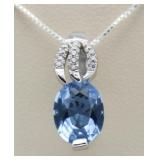 Oval 2.50 ct Blue Topaz Designer Pendant