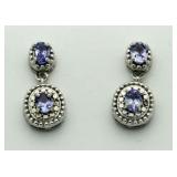 Genuine Tanzanite & Diamond Accent Earrings