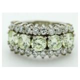 Beauitful Green & White Sapphire Anniversary Ring