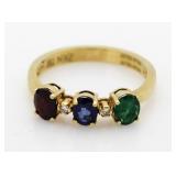 18kt Golg Genuine Sapphire/Ruby/Emerald Ring