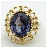 14kt Gold Oval 6.00 ct Genuine Flourite Solitaire